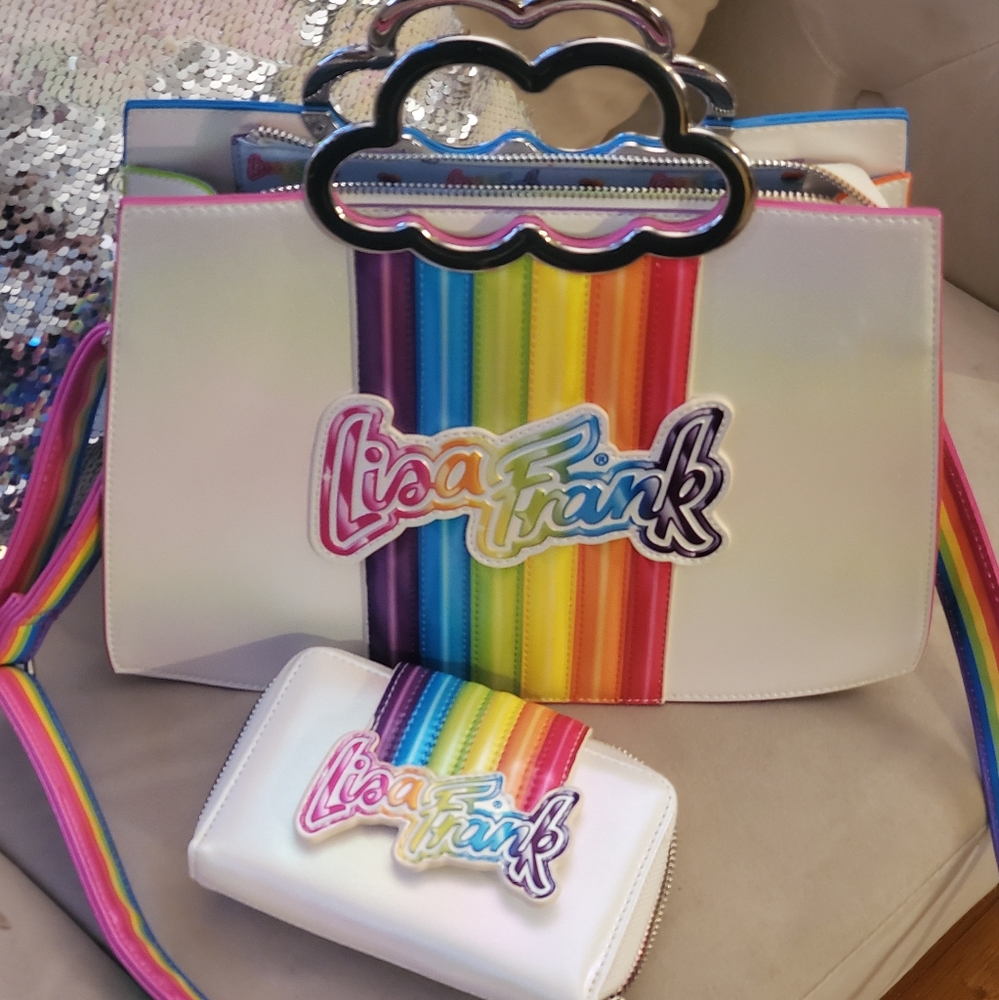 Lisa frank rainbow crossbody and wallet set